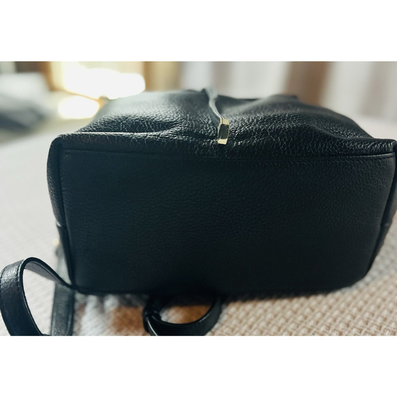 Barneys New York Black Leather Backpack Drawstring Flap Gold Hardware Lettering - Picture 10 of 16